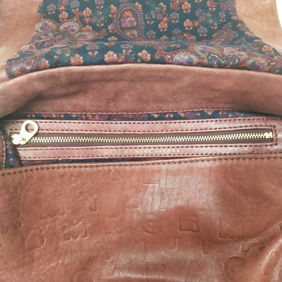 Marc By Marc Jacobs Brown Leather Push Lock Flap Closure Chain Strap Hobo Bag - Picture 12 of 16